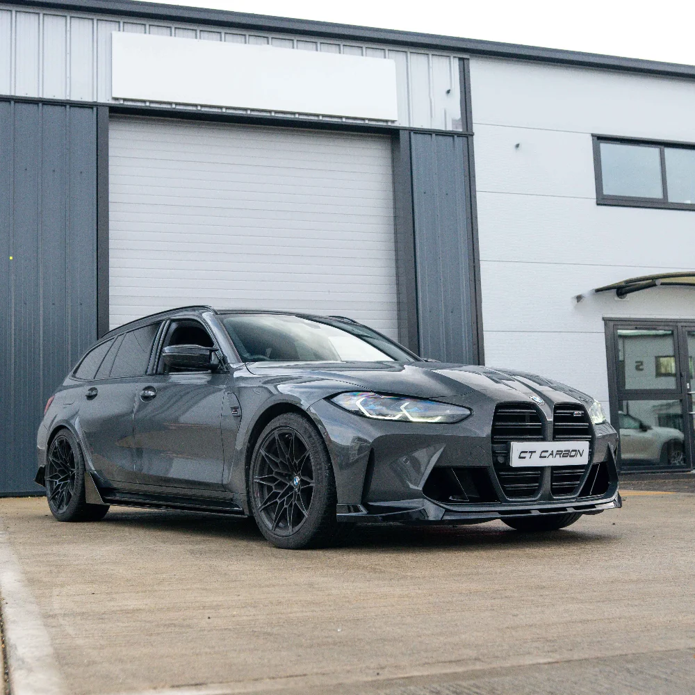 BMW M3 & M4 G80/G81/G82/G83 GLOSS BLACK SPLITTER - MP STYLE-Splitter-BLAK BY CT-CT Carbon - High-quality carbon fiber and gloss black aerodynamic parts for premium sports and luxury vehicles.