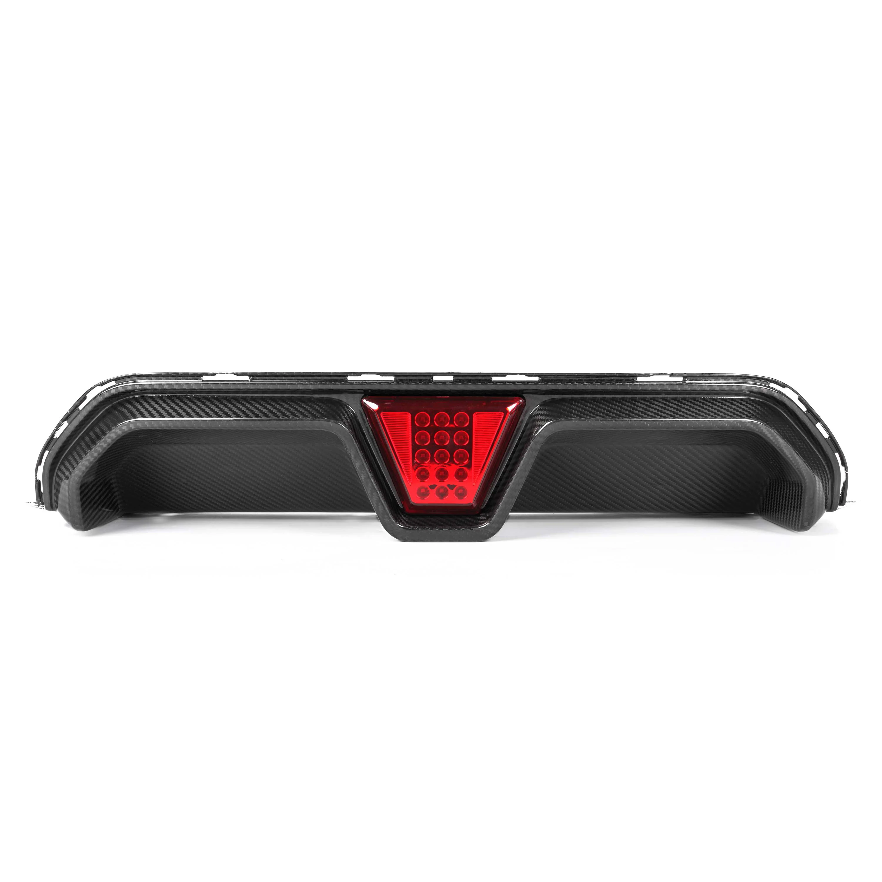 BMW M5 F90 2018-2024 PRE PREG CARBON FIBRE DIFFUSER - CS STYLE WITH LED-Diffuser-CT CARBON-CT Carbon - High-quality carbon fiber and gloss black aerodynamic parts for premium sports and luxury vehicles.