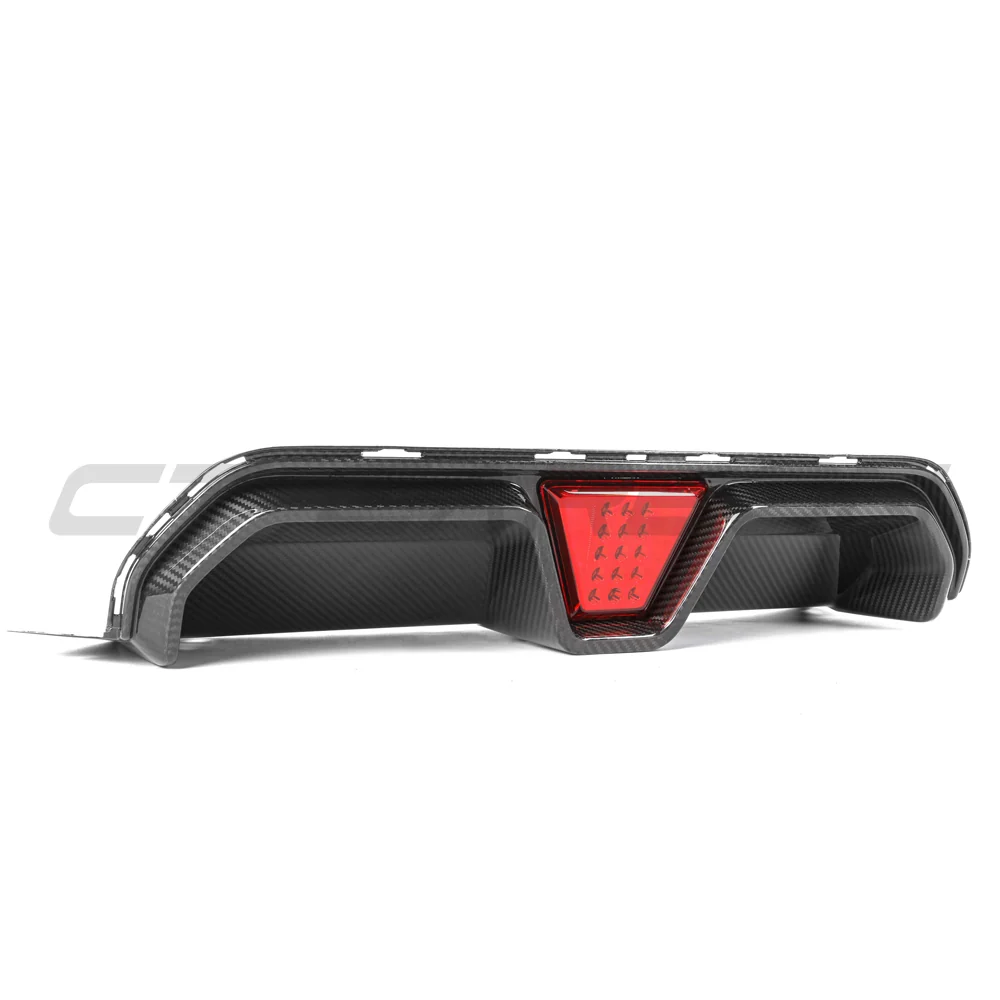 BMW M5 F90 2018-2024 PRE PREG CARBON FIBRE DIFFUSER - CS STYLE WITH LED-Diffuser-CT CARBON-CT Carbon - High-quality carbon fiber and gloss black aerodynamic parts for premium sports and luxury vehicles.