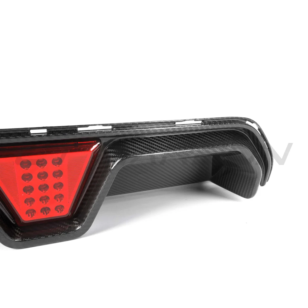 BMW M5 F90 2018-2024 PRE PREG CARBON FIBRE DIFFUSER - CS STYLE WITH LED-Diffuser-CT CARBON-CT Carbon - High-quality carbon fiber and gloss black aerodynamic parts for premium sports and luxury vehicles.