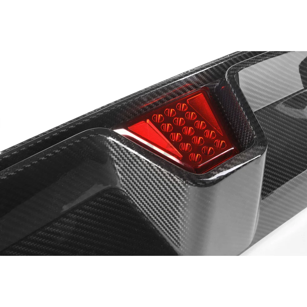 BMW M5 F90 2018-2024 PRE PREG CARBON FIBRE DIFFUSER - CS STYLE WITH LED-Diffuser-CT CARBON-CT Carbon - High-quality carbon fiber and gloss black aerodynamic parts for premium sports and luxury vehicles.