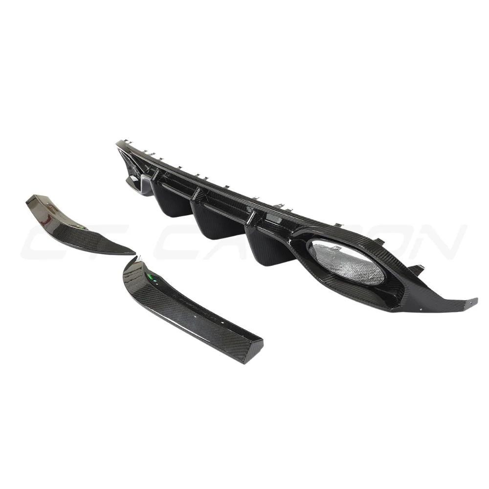 AUDI RS3 8Y 2022-2024 SALOON CARBON FIBRE DIFFUSER - CT DESIGN-Diffuser-CT CARBON-CT Carbon - High-quality carbon fiber and gloss black aerodynamic parts for premium sports and luxury vehicles.