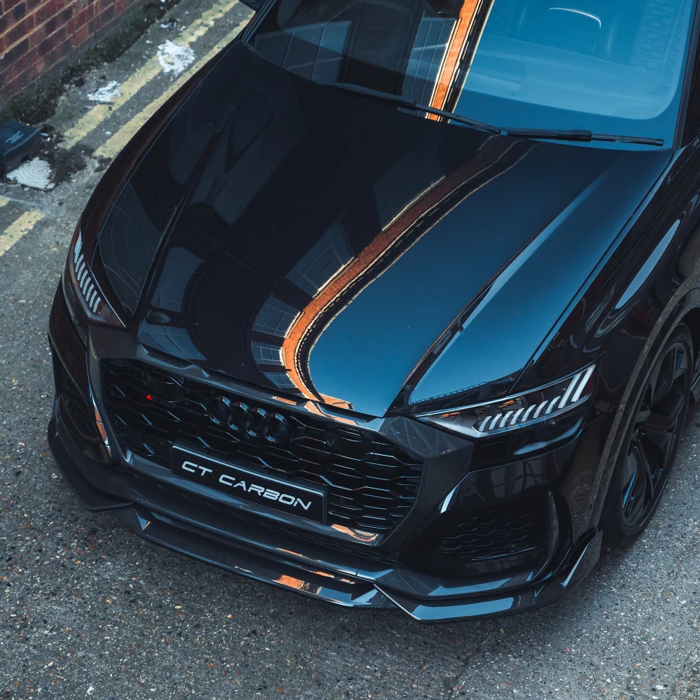 AUDI RSQ8 2020-2025 CARBON FIBRE FRONT SPLITTER - CT DESIGN-Splitter-CT CARBON-CT Carbon - High-quality carbon fiber and gloss black aerodynamic parts for premium sports and luxury vehicles.