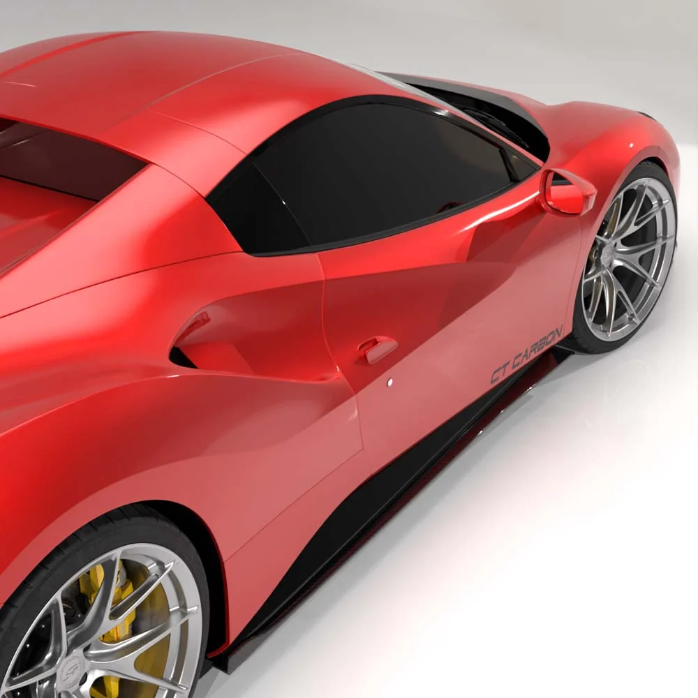 FERRARI 488 GTB COUPE & SPIDER CARBON FIBRE SIDE SKIRTS - CT DESIGN