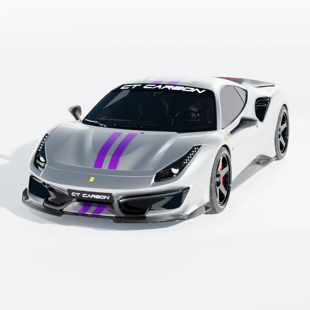 FERRARI 488 PISTA CARBON FIBRE KIT - CT DESIGN-Kit-CT CARBON-CT Carbon - High-quality carbon fiber and gloss black aerodynamic parts for premium sports and luxury vehicles.
