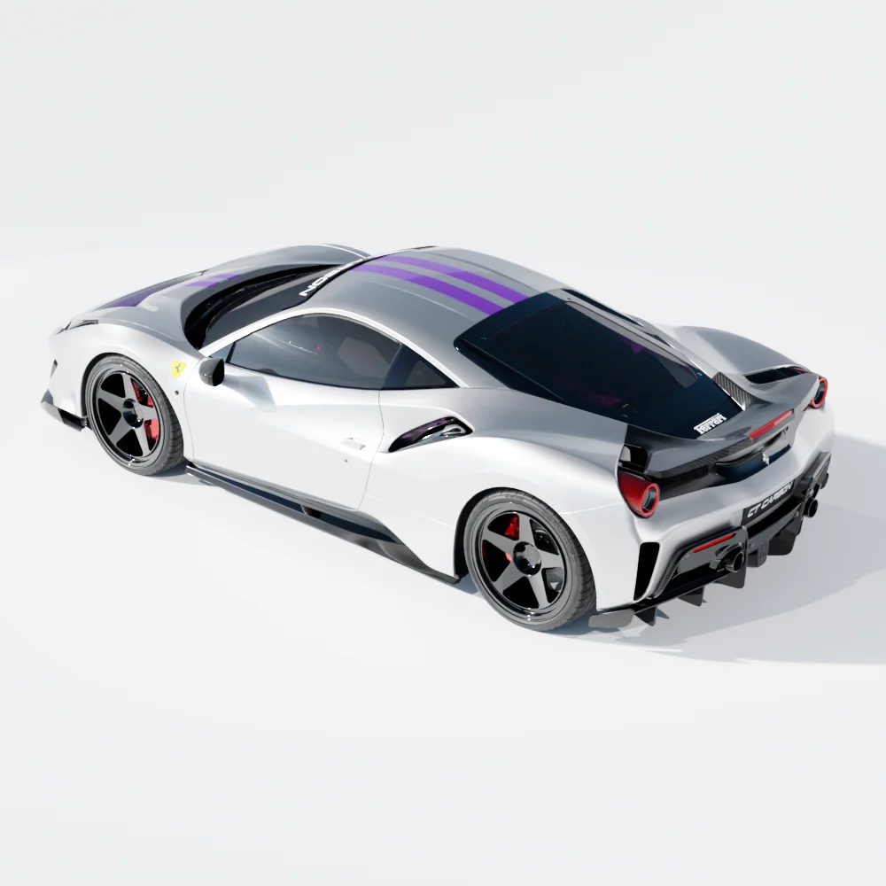 FERRARI 488 PISTA CARBON FIBRE KIT - CT DESIGN-Kit-CT CARBON-CT Carbon - High-quality carbon fiber and gloss black aerodynamic parts for premium sports and luxury vehicles.