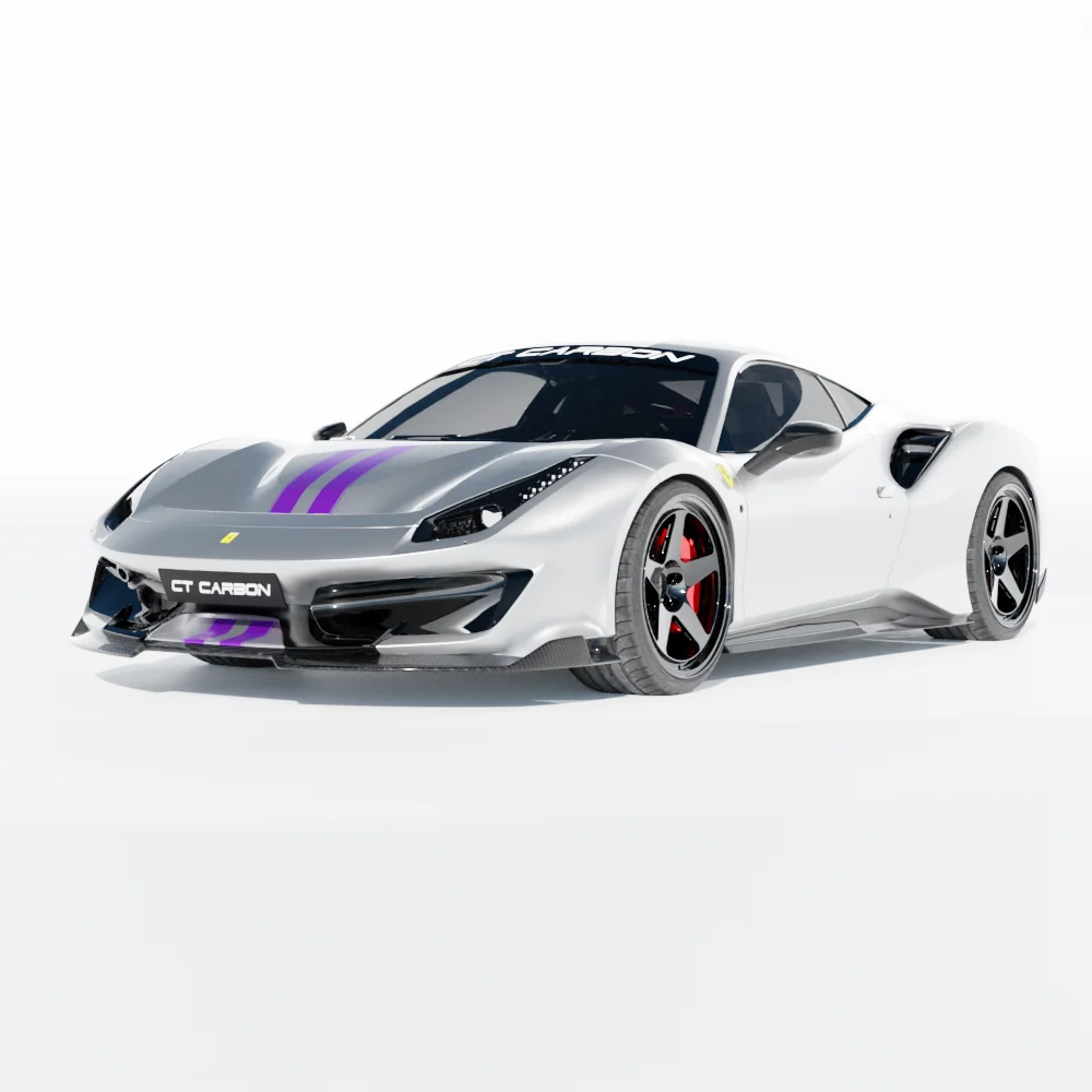 FERRARI 488 PISTA CARBON FIBRE SIDE SKIRTS - CT DESIGN-Side Skirts-CT CARBON-CT Carbon - High-quality carbon fiber and gloss black aerodynamic parts for premium sports and luxury vehicles.