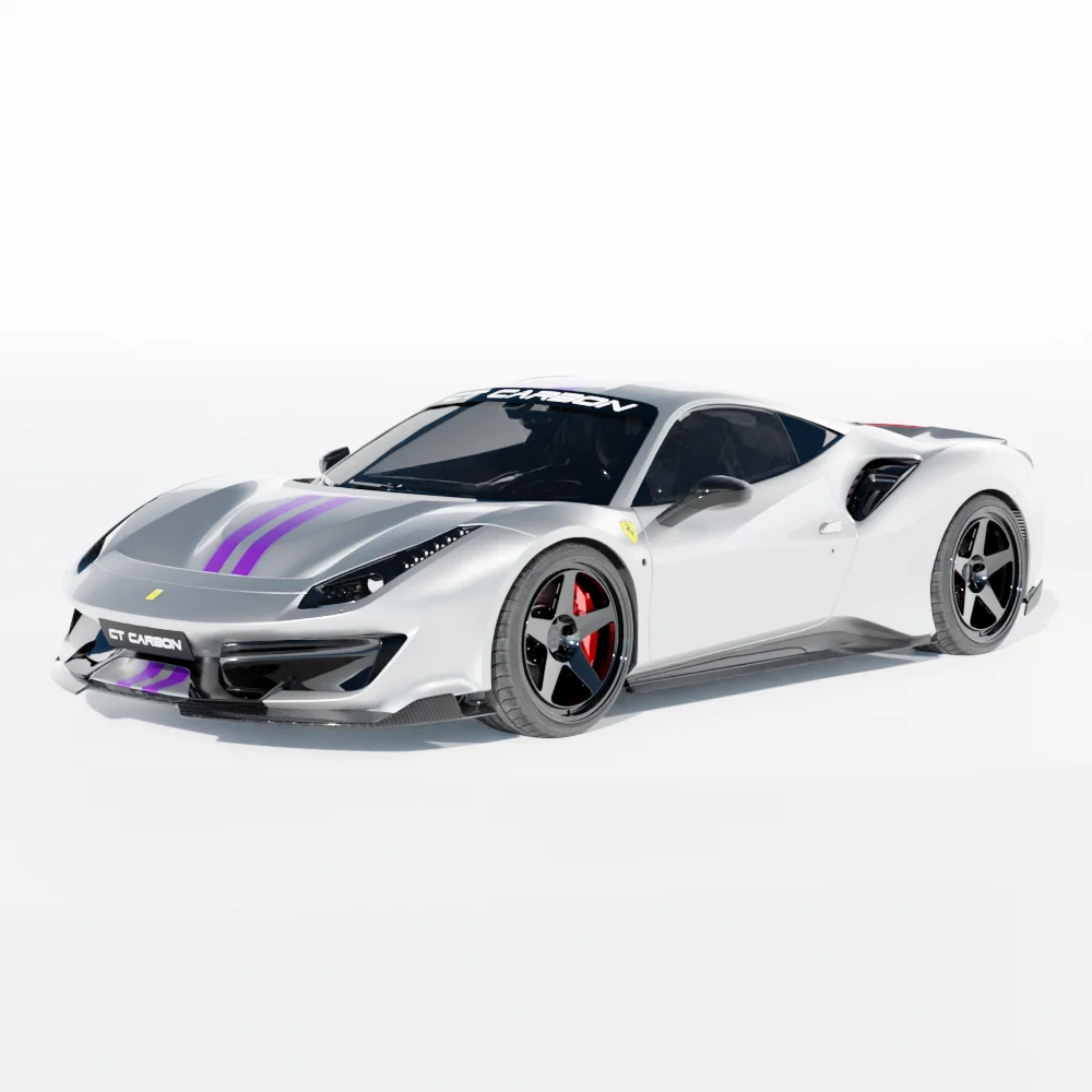 FERRARI 488 PISTA CARBON FIBRE SIDE SKIRTS - CT DESIGN-Side Skirts-CT CARBON-CT Carbon - High-quality carbon fiber and gloss black aerodynamic parts for premium sports and luxury vehicles.