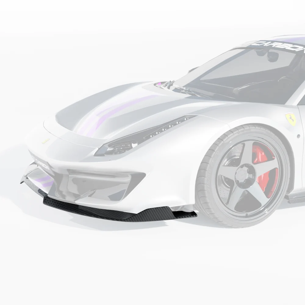 FERRARI 488 PISTA CARBON FIBRE SPLITTER - CT DESIGN-Splitter-CT CARBON-CT Carbon - High-quality carbon fiber and gloss black aerodynamic parts for premium sports and luxury vehicles.