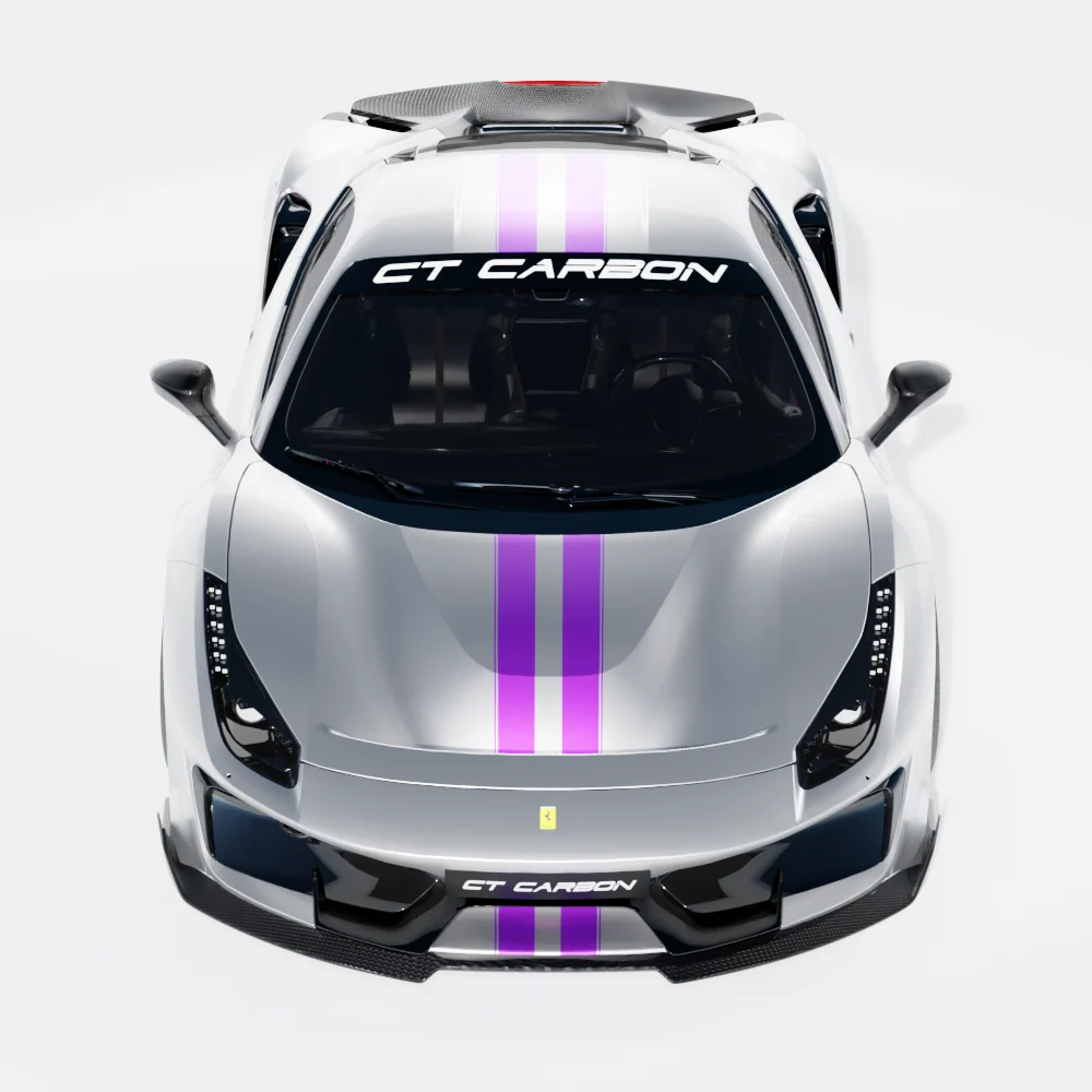 FERRARI 488 PISTA CARBON FIBRE SPLITTER - CT DESIGN-Splitter-CT CARBON-CT Carbon - High-quality carbon fiber and gloss black aerodynamic parts for premium sports and luxury vehicles.