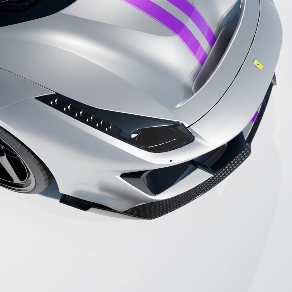 FERRARI 488 PISTA CARBON FIBRE SPLITTER - CT DESIGN-Splitter-CT CARBON-CT Carbon - High-quality carbon fiber and gloss black aerodynamic parts for premium sports and luxury vehicles.