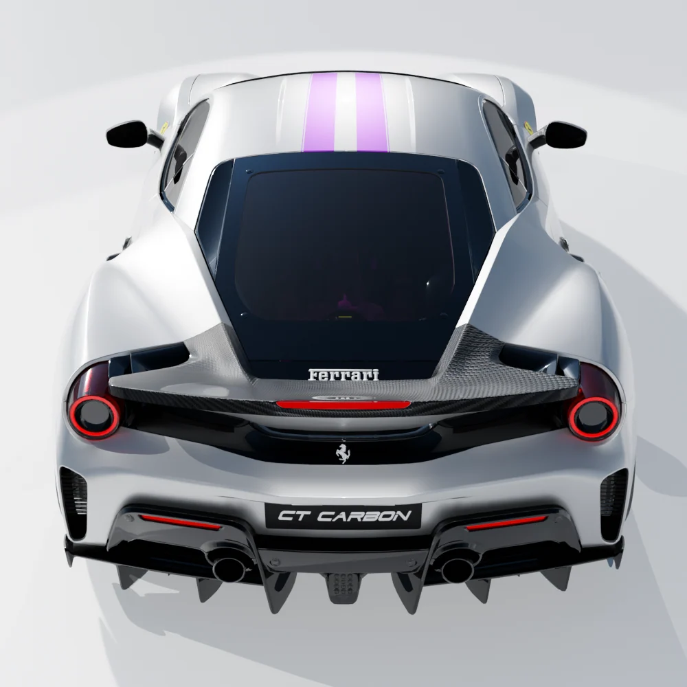 FERRARI 488 PISTA CARBON FIBRE SPOILER - CT DESIGN-Spoiler-CT CARBON-CT Carbon - High-quality carbon fiber and gloss black aerodynamic parts for premium sports and luxury vehicles.