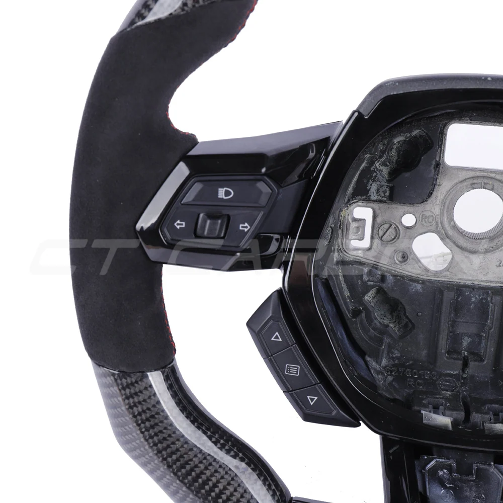 LAMBORGHINI HURACAN CARBON FIBRE / ALCANTARA FLAT TOP AND BOTTOM CUSTOM STEERING WHEEL