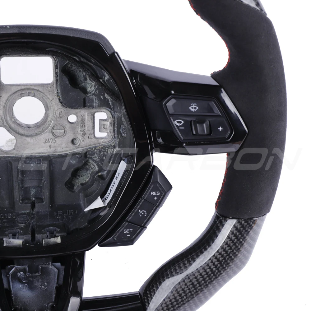 LAMBORGHINI HURACAN CARBON FIBRE / ALCANTARA FLAT TOP AND BOTTOM CUSTOM STEERING WHEEL