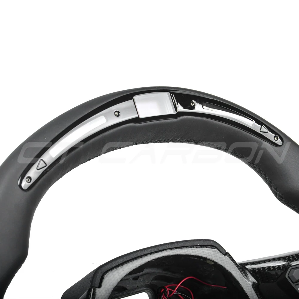 LAMBORGHINI HURACAN LEATHER / CARBON FIBRE LED FLAT BOTTOM CUSTOM STEERING WHEEL