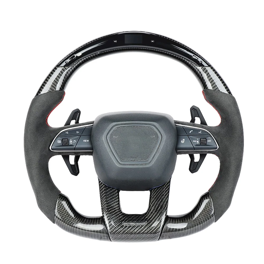 LAMBORGHINI URUS CARBON FIBRE / ALCANTARA LED FLAT BOTTOM CUSTOM STEERING WHEEL