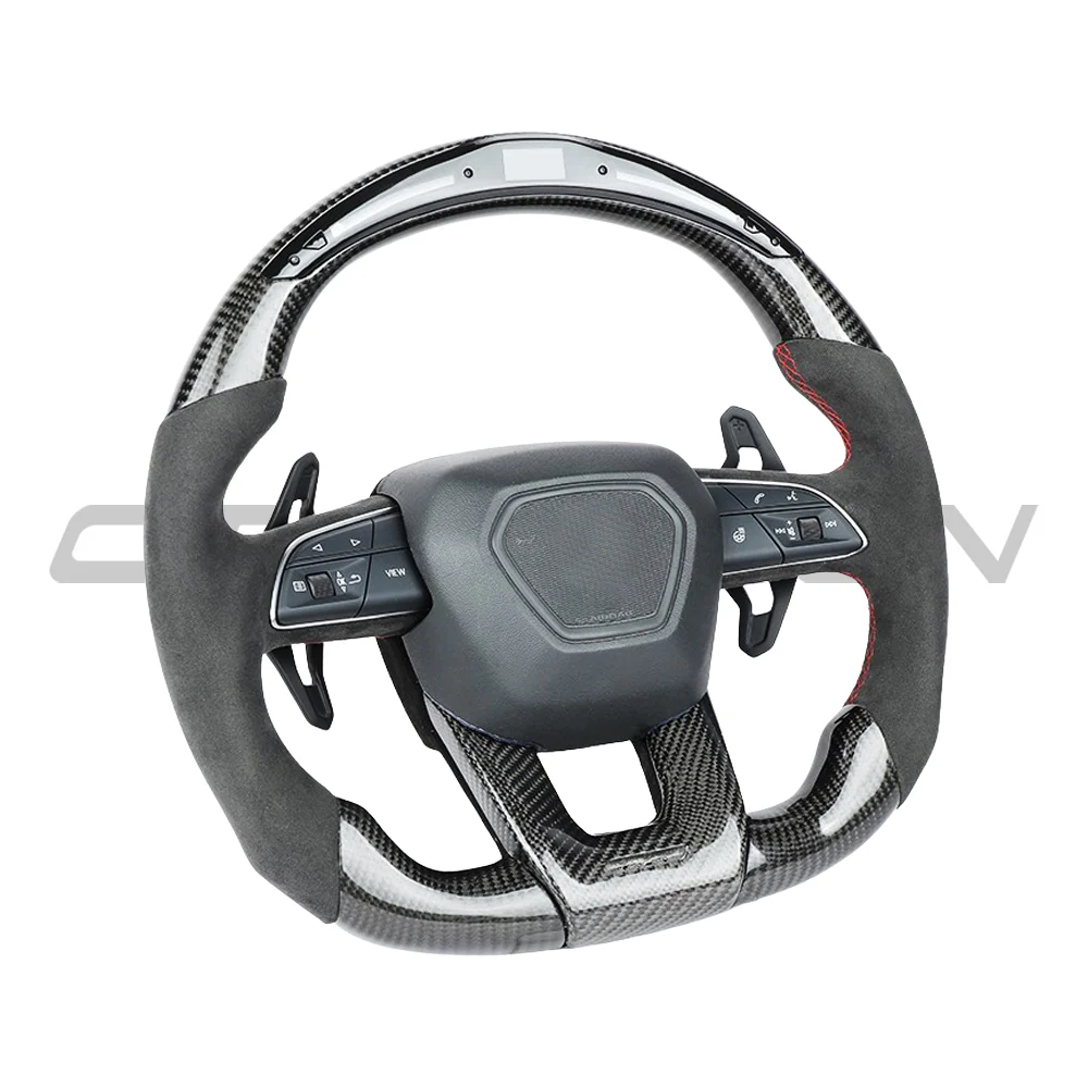 LAMBORGHINI URUS CARBON FIBRE / ALCANTARA LED FLAT BOTTOM CUSTOM STEERING WHEEL