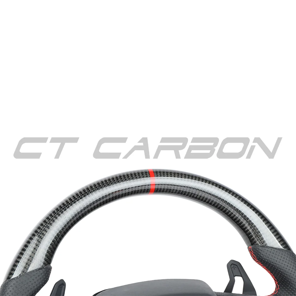 LAMBORGHINI URUS CARBON FIBRE / LEATHER FLAT BOTTOM CUSTOM STEERING WHEEL