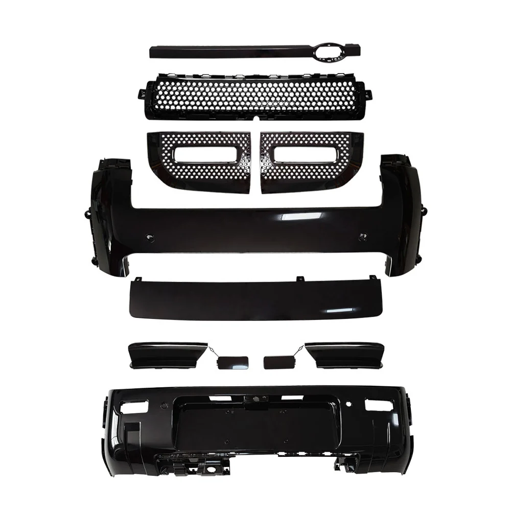 LAND ROVER DEFENDER L663 110 & 90 FRONT AND REAR GLOSS BLACK MIDDLE TRIM PACK-Kit-BLAK BY CT-CT Carbon - High-quality carbon fiber and gloss black aerodynamic parts for premium sports and luxury vehicles.