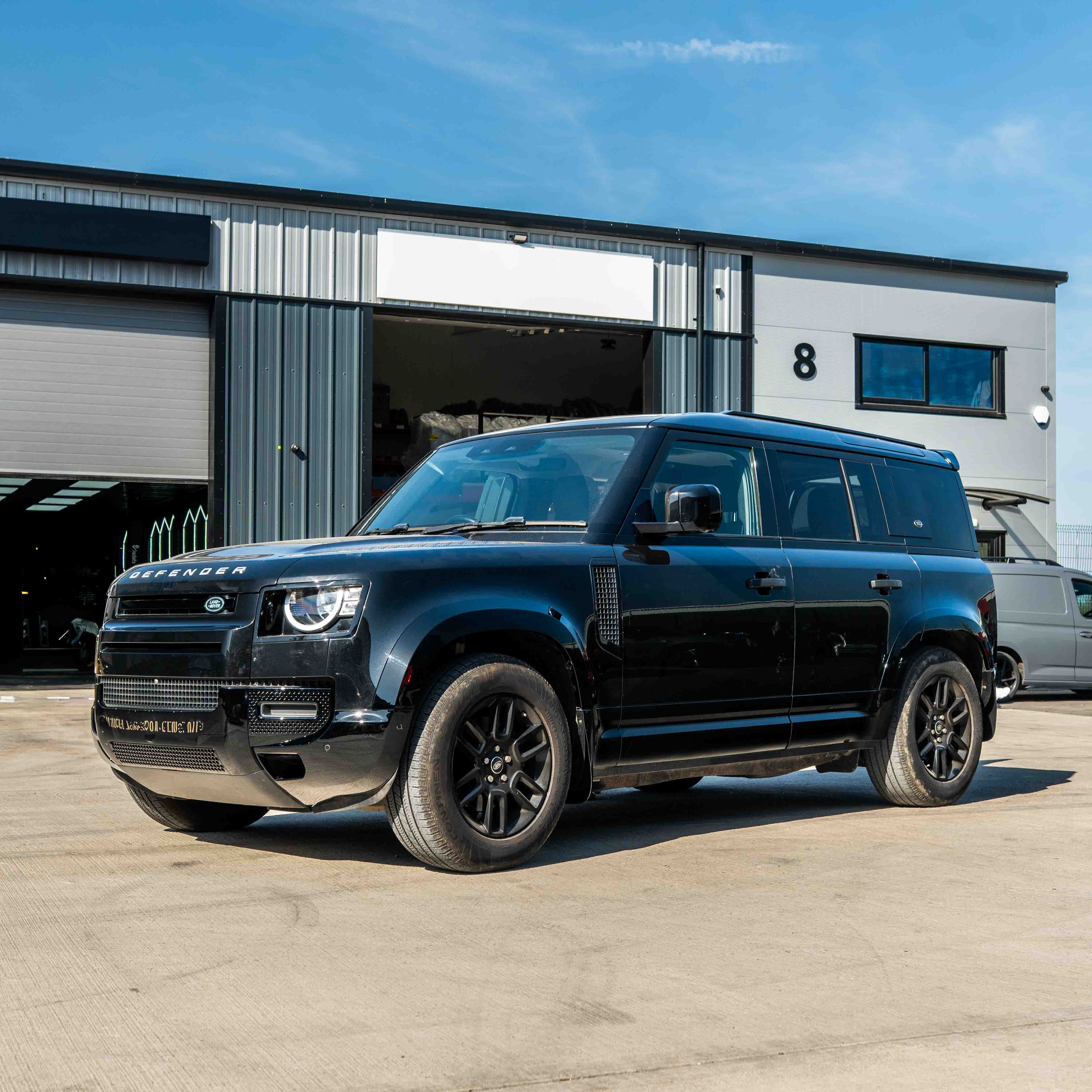 LAND ROVER DEFENDER L663 110 & 90 FRONT AND REAR GLOSS BLACK MIDDLE TRIM PACK-Kit-BLAK BY CT-CT Carbon - High-quality carbon fiber and gloss black aerodynamic parts for premium sports and luxury vehicles.
