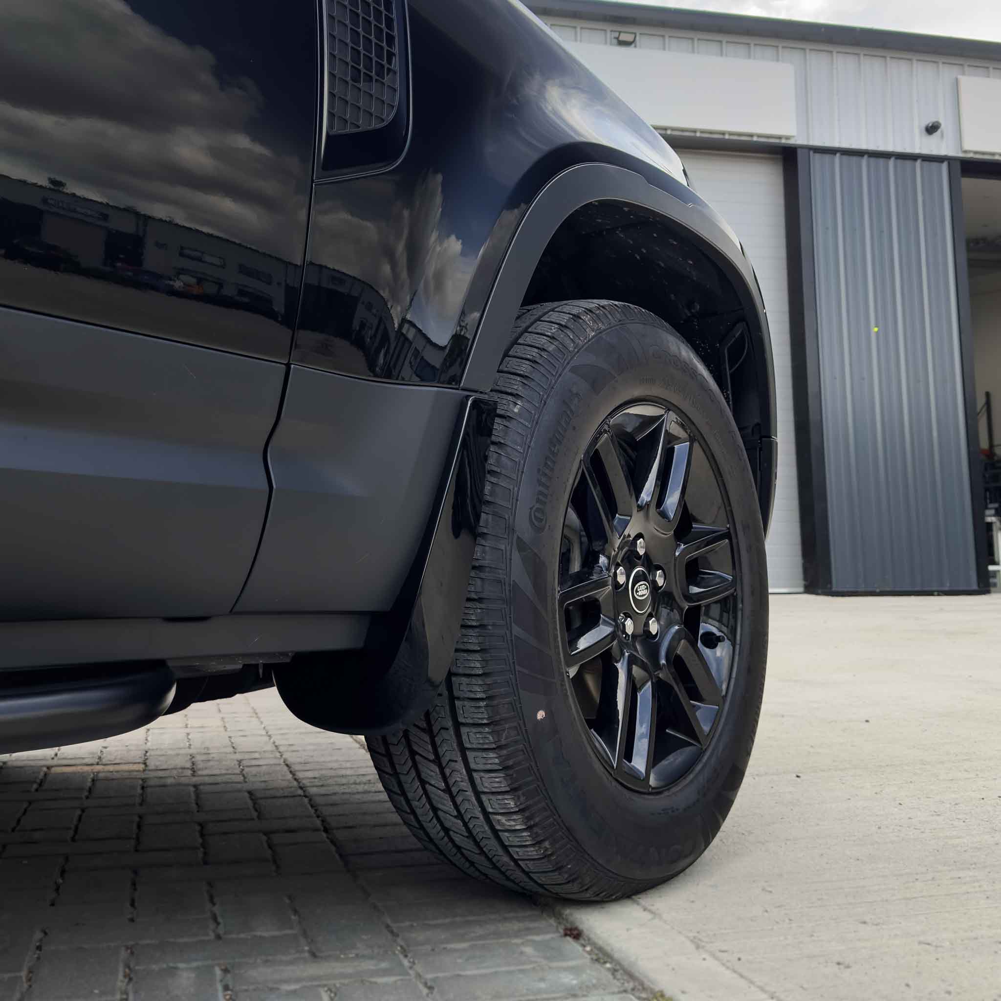 LAND ROVER DEFENDER L663 110 & 90 GLOSS BLACK MUD FLAPS-Accessories-BLAK BY CT-CT Carbon - High-quality carbon fiber and gloss black aerodynamic parts for premium sports and luxury vehicles.