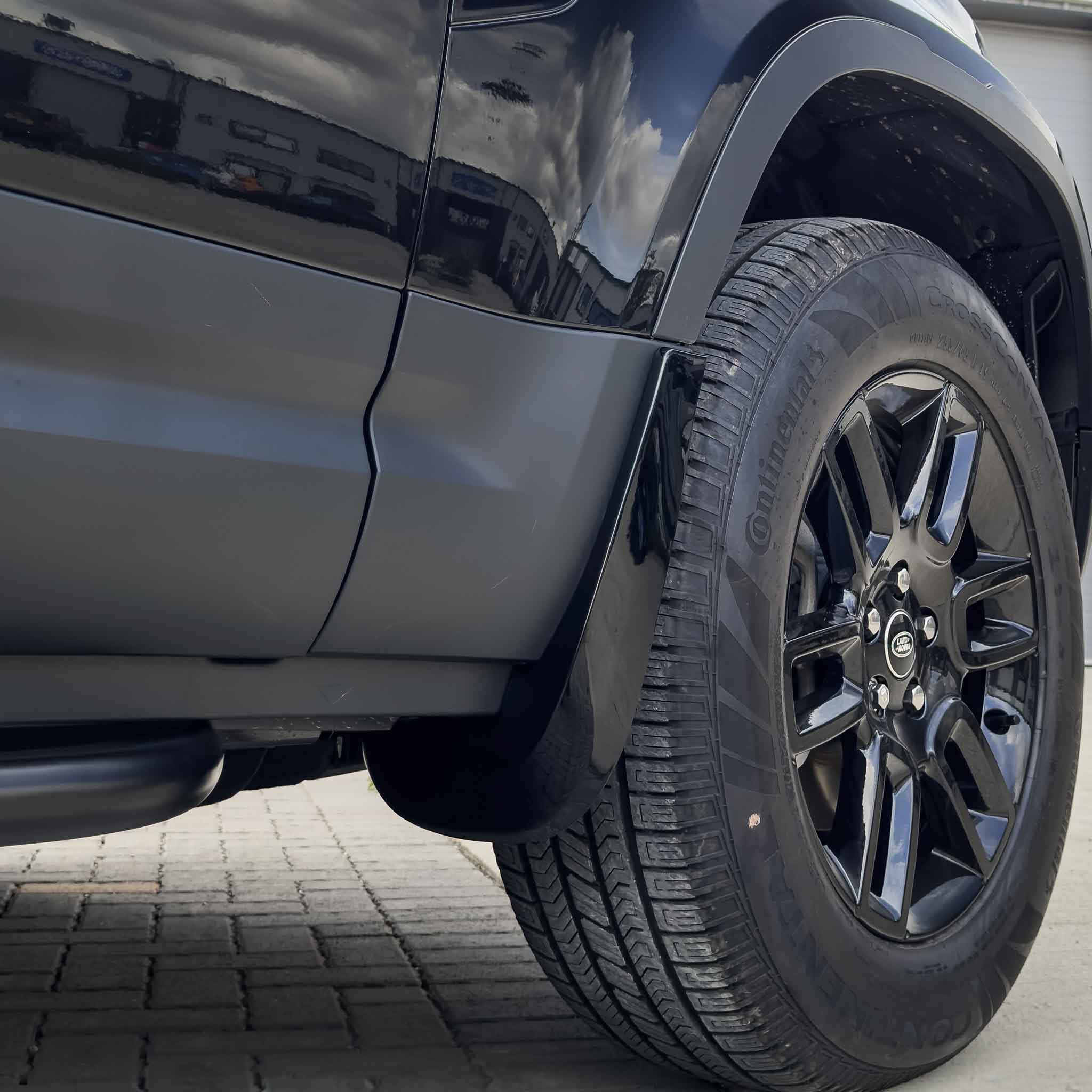LAND ROVER DEFENDER L663 110 & 90 GLOSS BLACK MUD FLAPS-Accessories-BLAK BY CT-CT Carbon - High-quality carbon fiber and gloss black aerodynamic parts for premium sports and luxury vehicles.