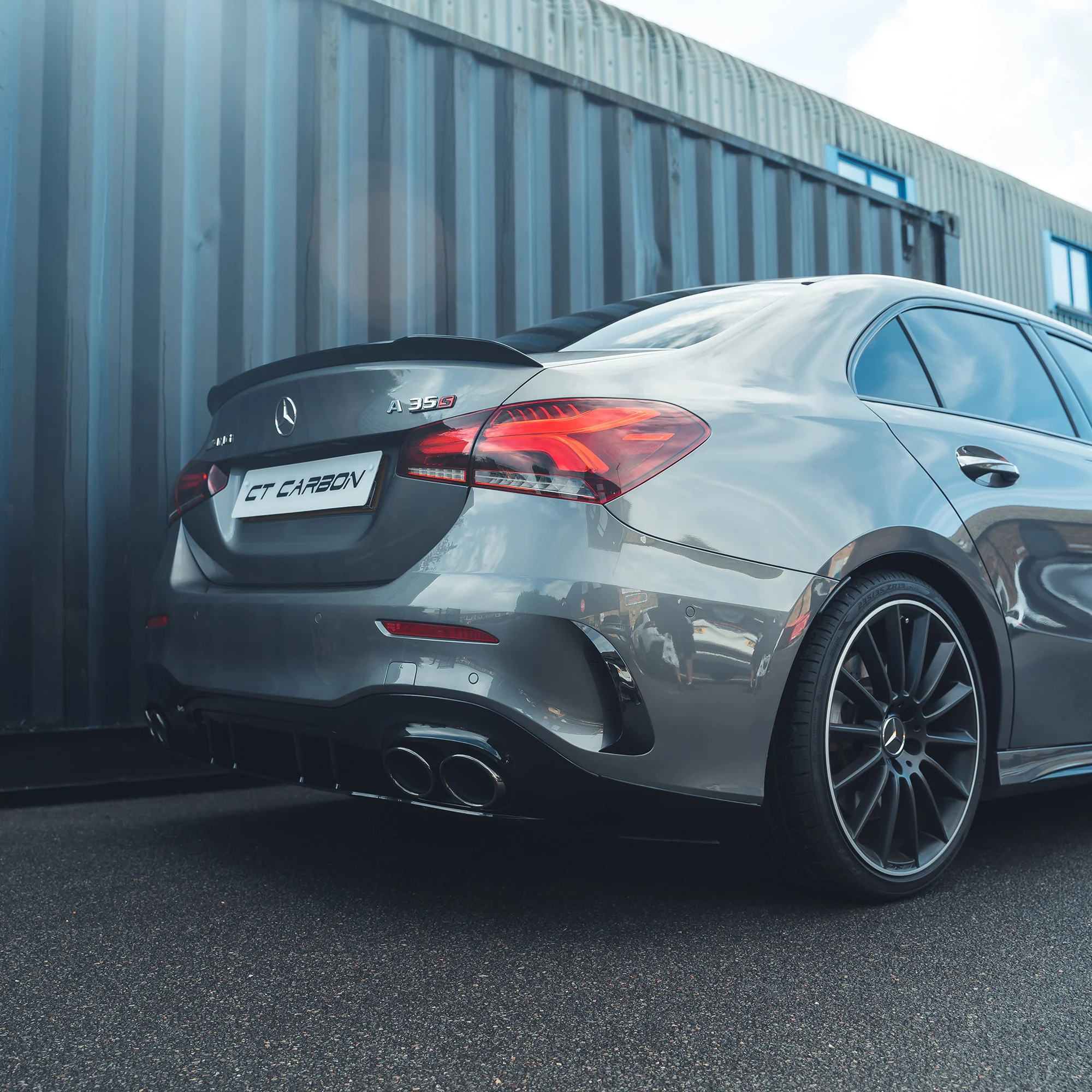 MERCEDES A-CLASS SALOON V177 GLOSS BLACK SPOILER-Spoiler-BLAK BY CT-CT Carbon - High-quality carbon fiber and gloss black aerodynamic parts for premium sports and luxury vehicles.