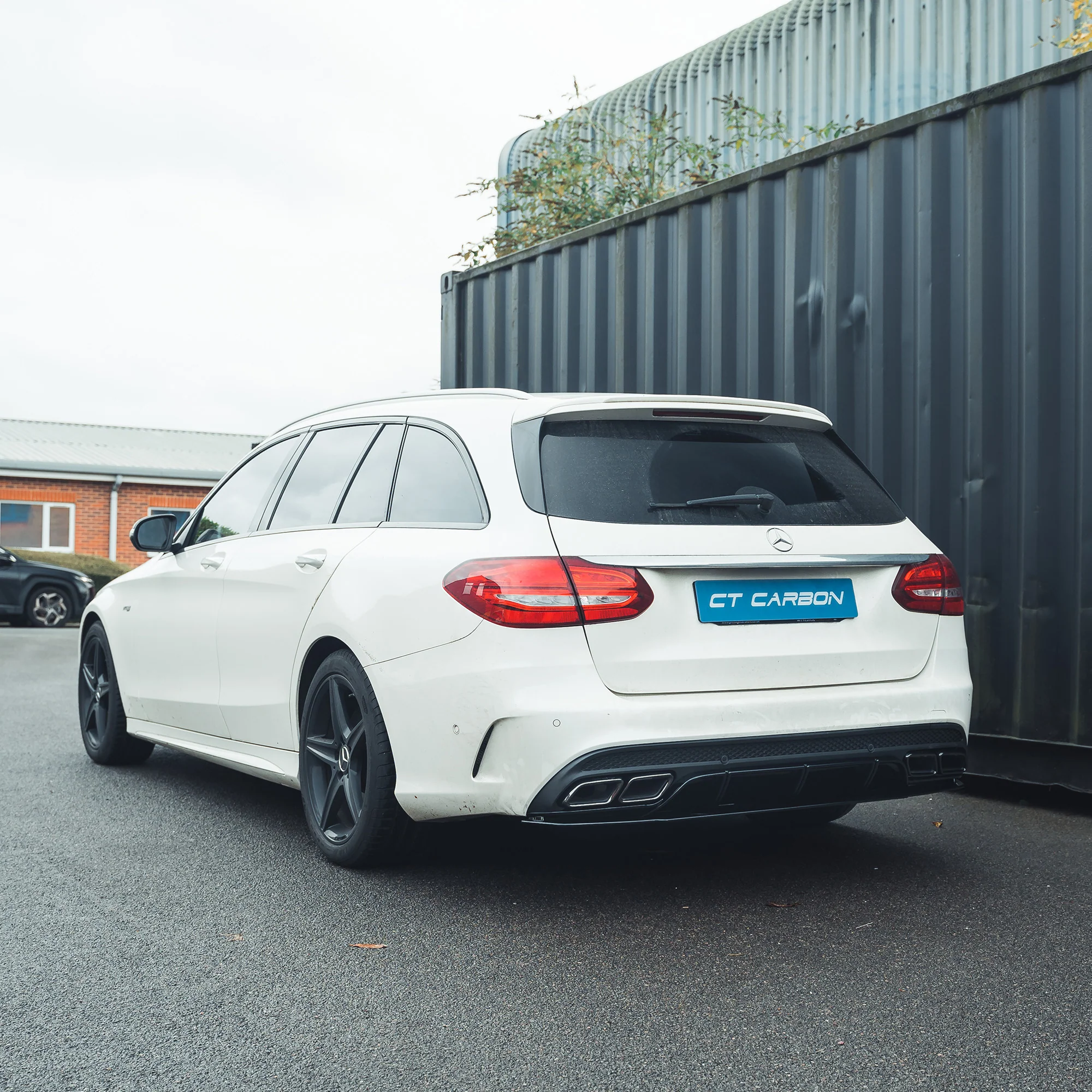 MERCEDES C-CLASS SALOON/ESTATE W205 GLOSS BLACK DIFFUSER & BLACK TIPS-Diffuser-BLAK BY CT-CT Carbon - High-quality carbon fiber and gloss black aerodynamic parts for premium sports and luxury vehicles.