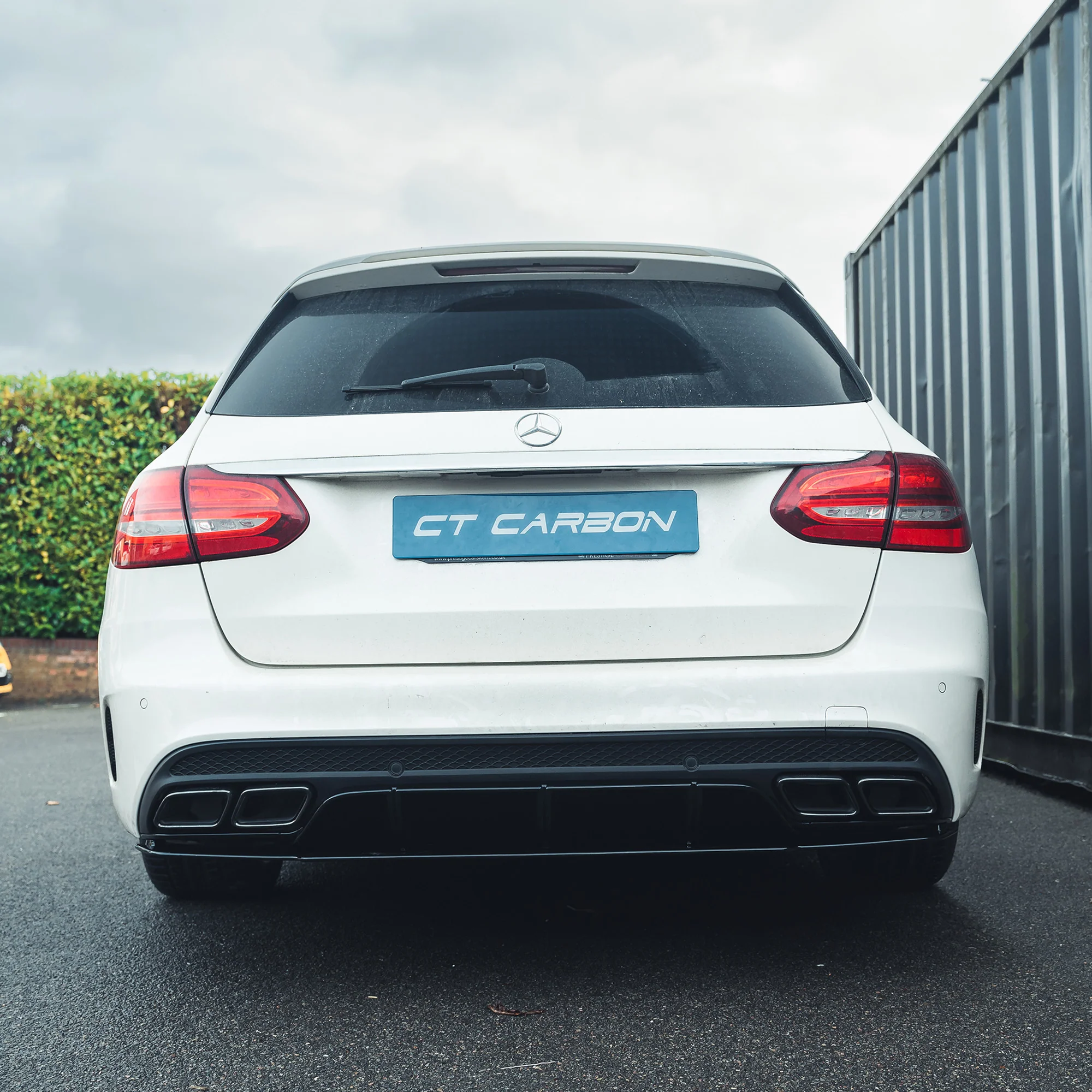 MERCEDES C-CLASS SALOON/ESTATE W205 GLOSS BLACK DIFFUSER & BLACK TIPS-Diffuser-BLAK BY CT-CT Carbon - High-quality carbon fiber and gloss black aerodynamic parts for premium sports and luxury vehicles.