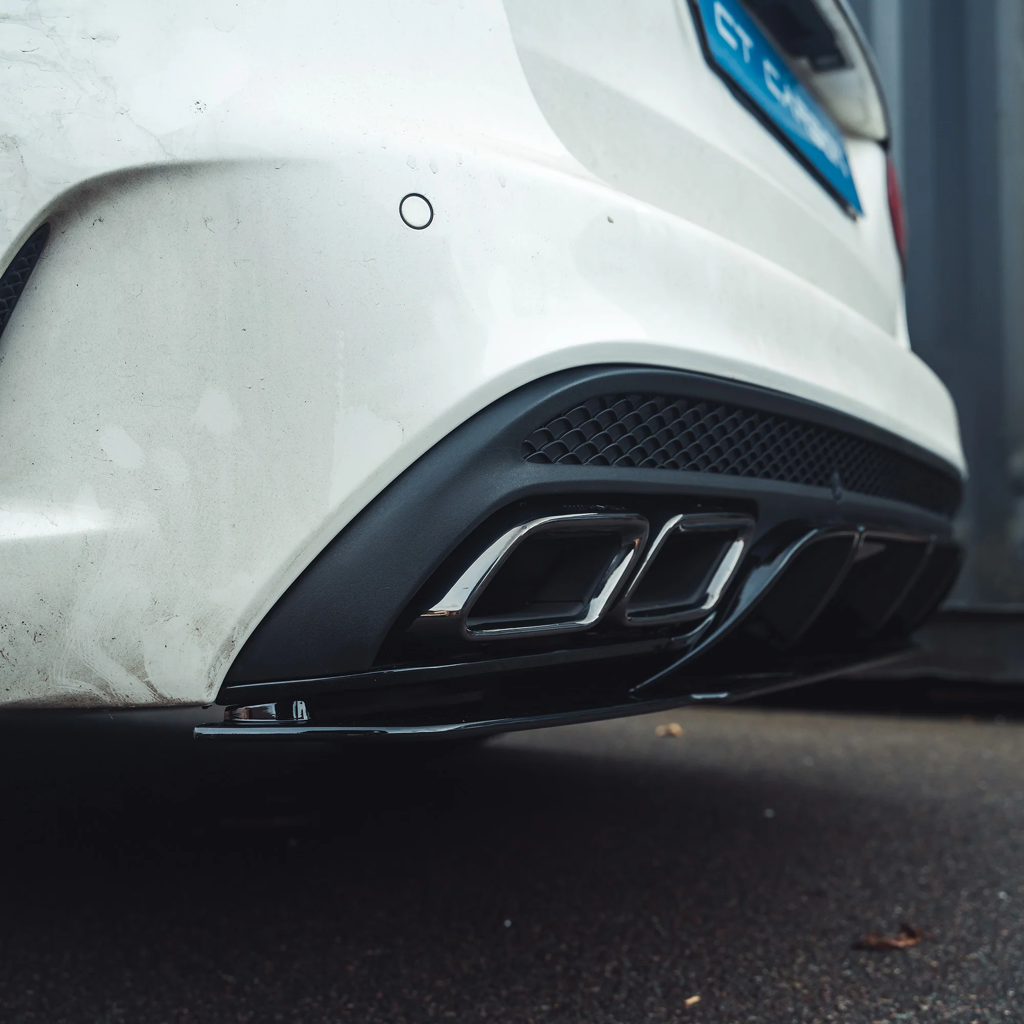 MERCEDES C-CLASS SALOON/ESTATE W205 GLOSS BLACK DIFFUSER & BLACK TIPS-Diffuser-BLAK BY CT-CT Carbon - High-quality carbon fiber and gloss black aerodynamic parts for premium sports and luxury vehicles.