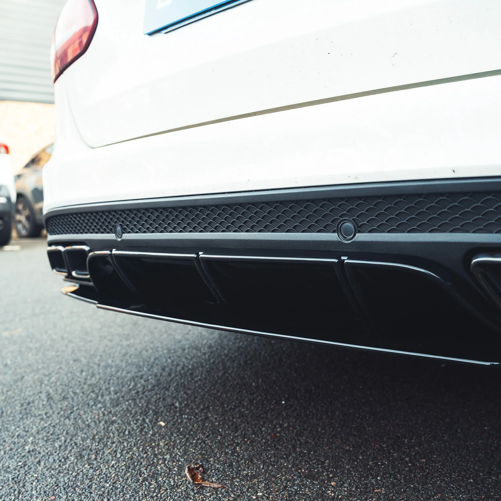 MERCEDES C-CLASS SALOON/ESTATE W205 GLOSS BLACK DIFFUSER & BLACK TIPS-Diffuser-BLAK BY CT-CT Carbon - High-quality carbon fiber and gloss black aerodynamic parts for premium sports and luxury vehicles.