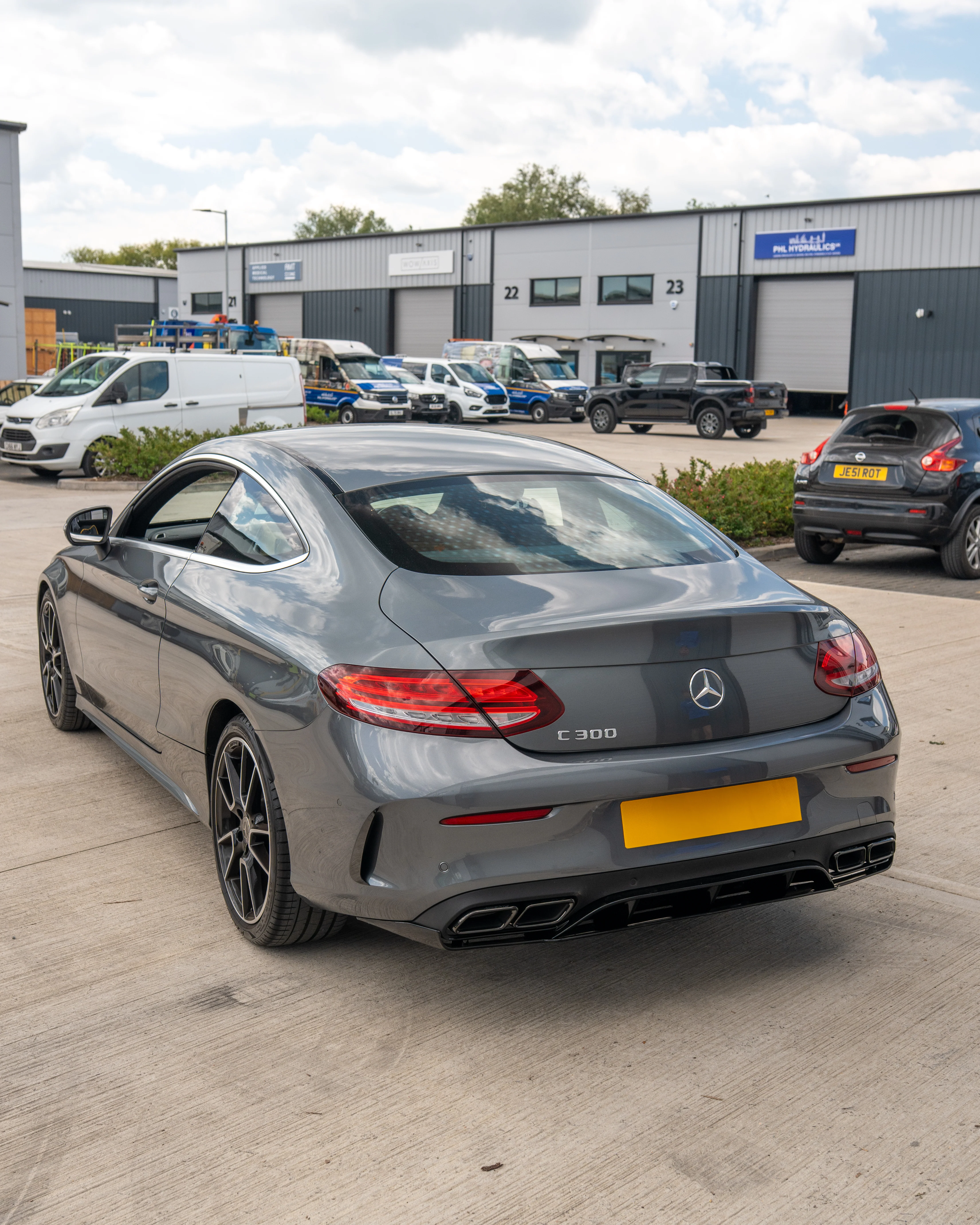 MERCEDES C-CLASS COUPE W205 GLOSS BLACK DIFFUSER & BLACK TIPS-Diffuser-BLAK BY CT-CT Carbon - High-quality carbon fiber and gloss black aerodynamic parts for premium sports and luxury vehicles.