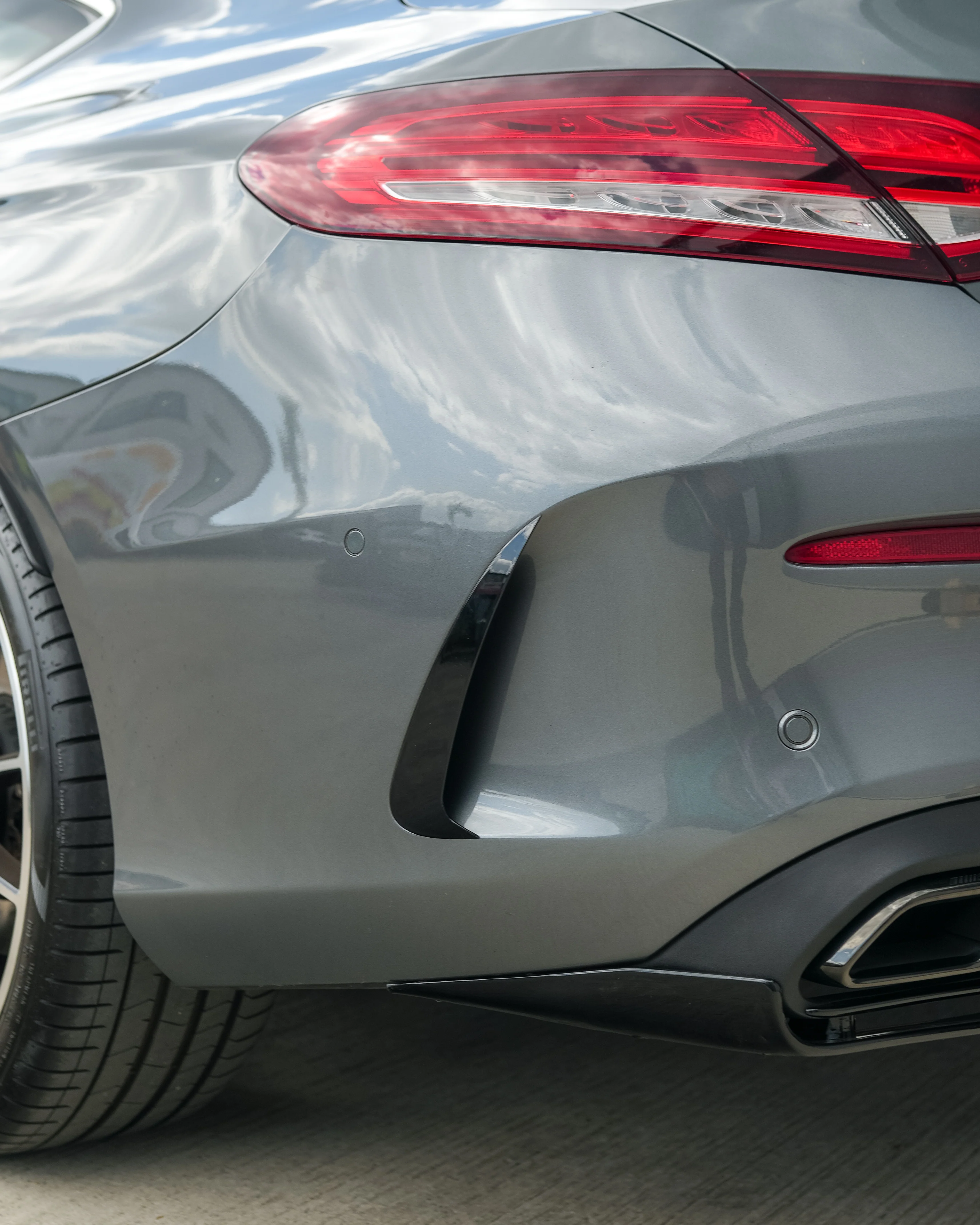 MERCEDES C-CLASS & C43 W205 COUPE GLOSS BLACK REAR BUMPER TRIM-Accessories-BLAK BY CT-CT Carbon - High-quality carbon fiber and gloss black aerodynamic parts for premium sports and luxury vehicles.