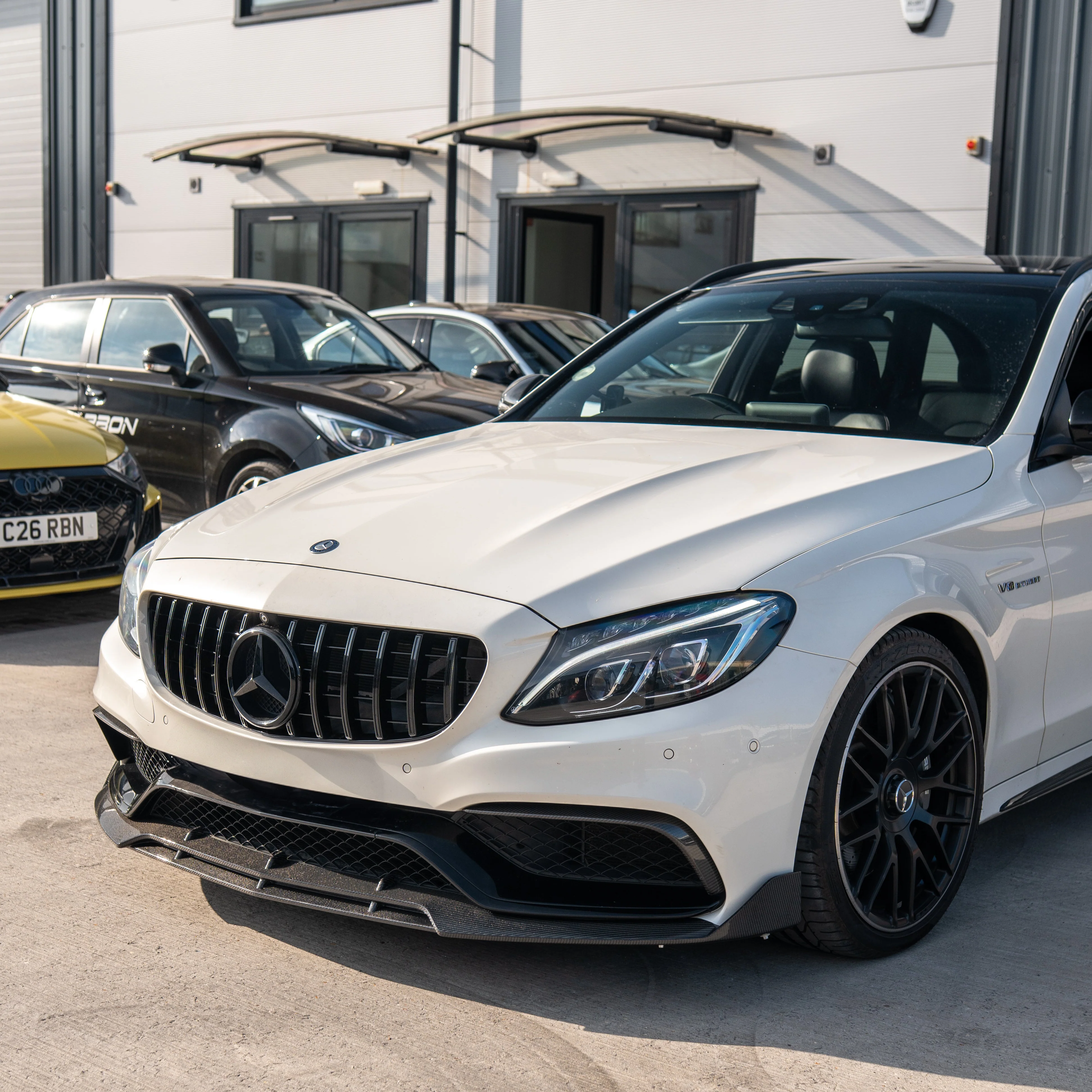 MERCEDES C63 W205 SALOON/ESTATE CARBON FIBRE SPLITTER - B-STYLE-Splitter-CT CARBON-CT Carbon - High-quality carbon fiber and gloss black aerodynamic parts for premium sports and luxury vehicles.