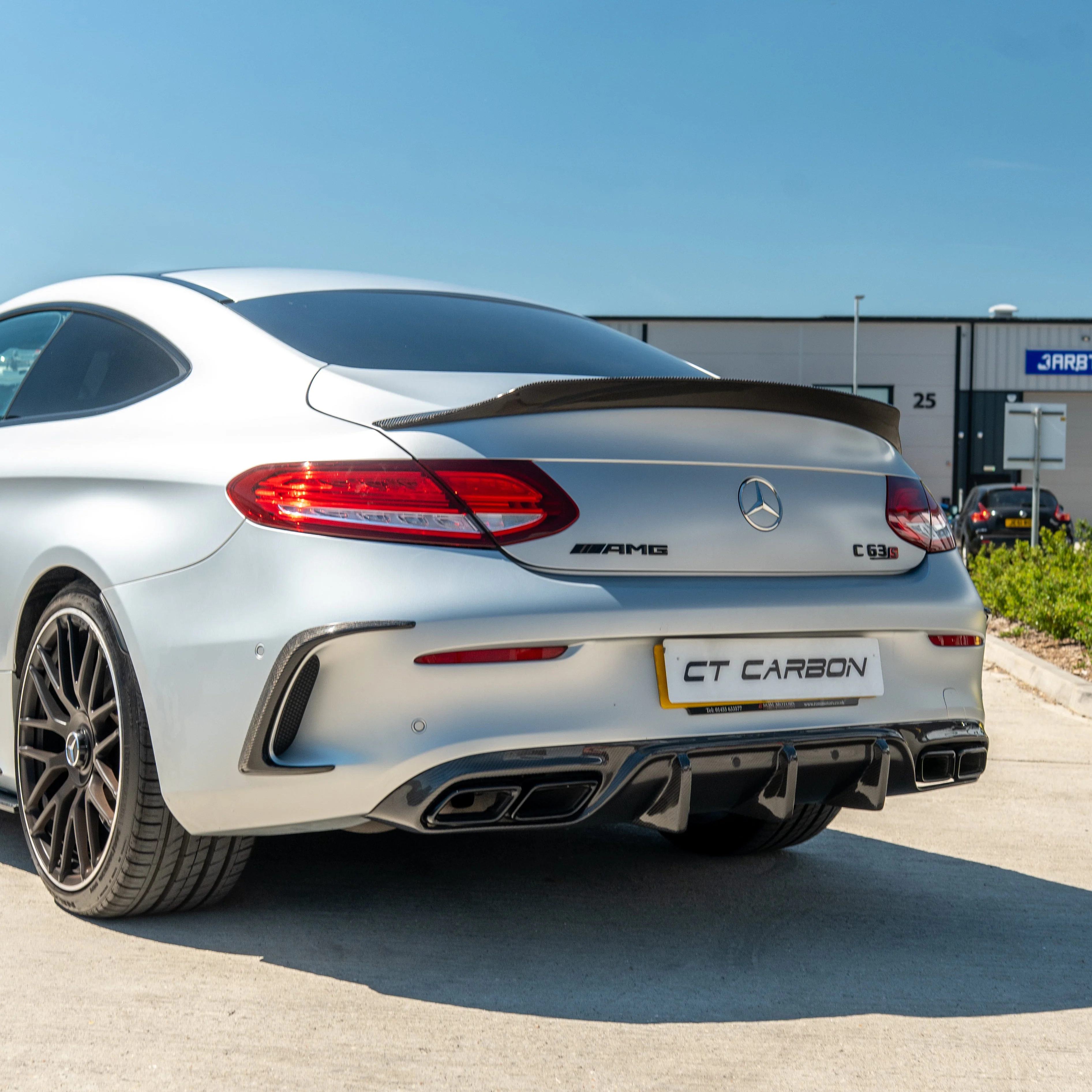 MERCEDES W205 C63 & C63 COUPE 2DR CARBON DIFFUSER - OEM+ CT STYLE-Diffuser-CT CARBON-CT Carbon - High-quality carbon fiber and gloss black aerodynamic parts for premium sports and luxury vehicles.