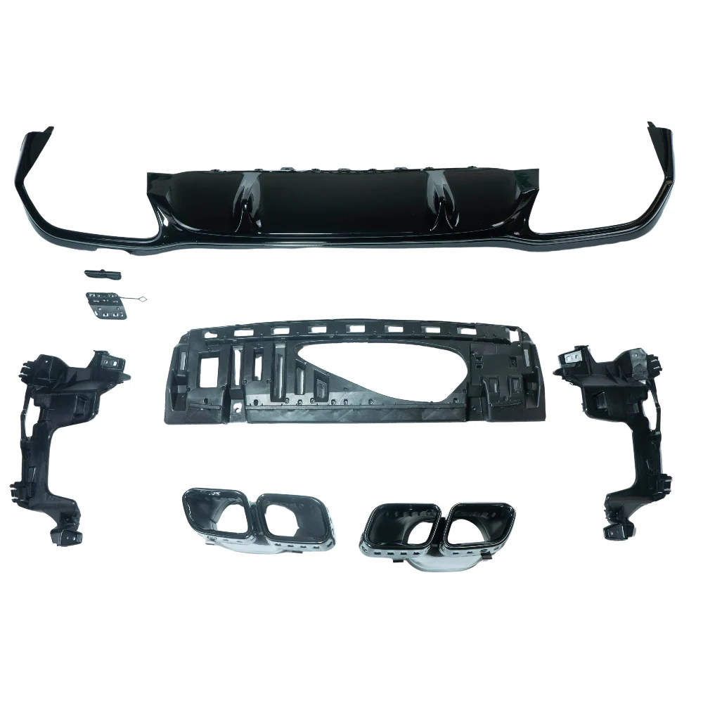 MERCEDES W213 2020-2023 E-CLASS GLOSS BLACK DIFFUSER & TIPS-Diffuser-BLAK BY CT-CT Carbon - High-quality carbon fiber and gloss black aerodynamic parts for premium sports and luxury vehicles.