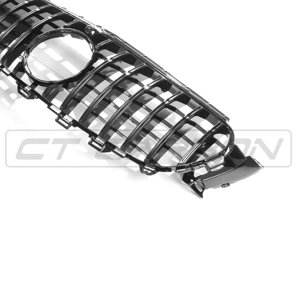 CT CARBON SPLITTER MERCEDES W213 & C238 2017-2020 E-CLASS GLOSS BLACK PANAMERICA GRILLE
