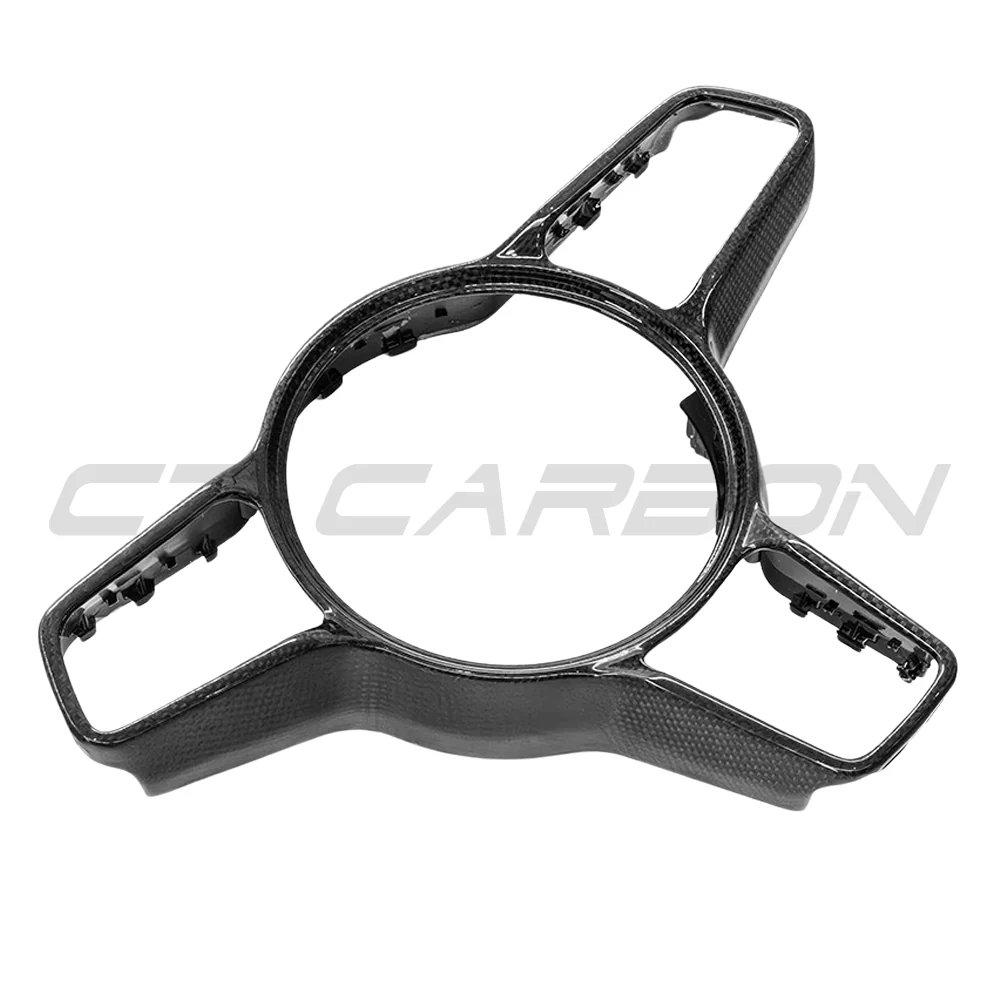 PORSCHE 911/CAYMAN/BOXSTER/CAYENNE/MACAN 2013+ STEERING WHEEL TRIM-Accessories-CT CARBON-CT Carbon - High-quality carbon fiber and gloss black aerodynamic parts for premium sports and luxury vehicles.