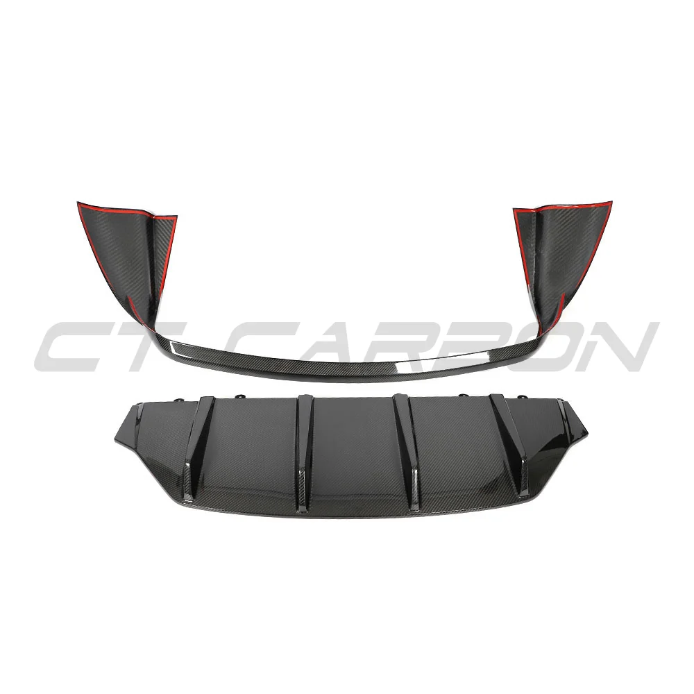 PORSCHE TAYCAN / TAYCAN 4 / TAYCAN 4S / TAYCAN GTS 2019+ CARBON FIBRE DIFFUSER-Diffuser-CT CARBON-CT Carbon - High-quality carbon fiber and gloss black aerodynamic parts for premium sports and luxury vehicles.