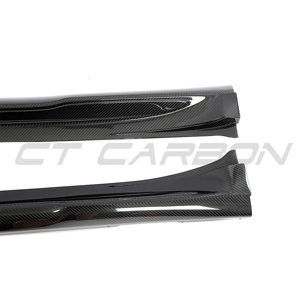 PORSCHE TAYCAN / TAYCAN 4 / TAYCAN 4S / TAYCAN GTS 2019+ CARBON FIBRE SIDE SKIRTS-Side Skirts-CT CARBON-CT Carbon - High-quality carbon fiber and gloss black aerodynamic parts for premium sports and luxury vehicles.