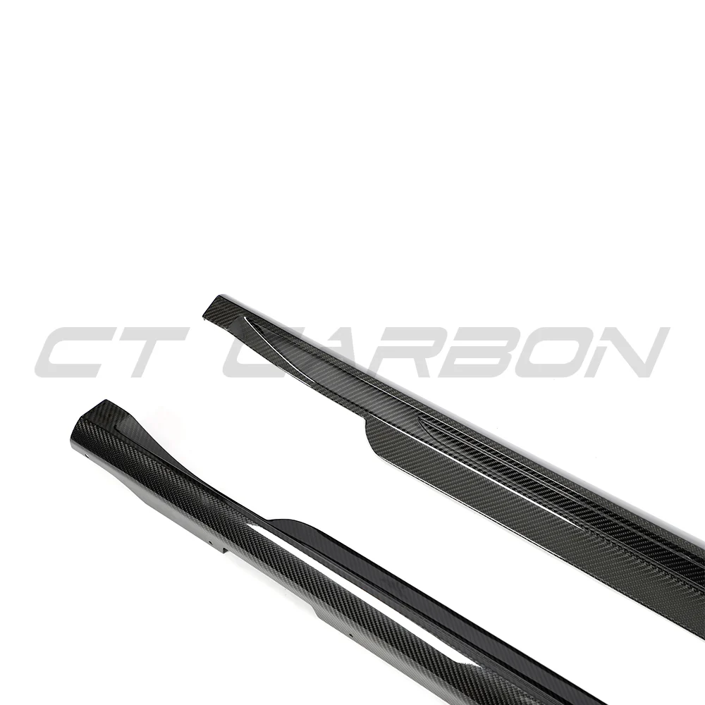 PORSCHE TAYCAN / TAYCAN 4 / TAYCAN 4S / TAYCAN GTS 2019+ CARBON FIBRE SIDE SKIRTS-Side Skirts-CT CARBON-CT Carbon - High-quality carbon fiber and gloss black aerodynamic parts for premium sports and luxury vehicles.