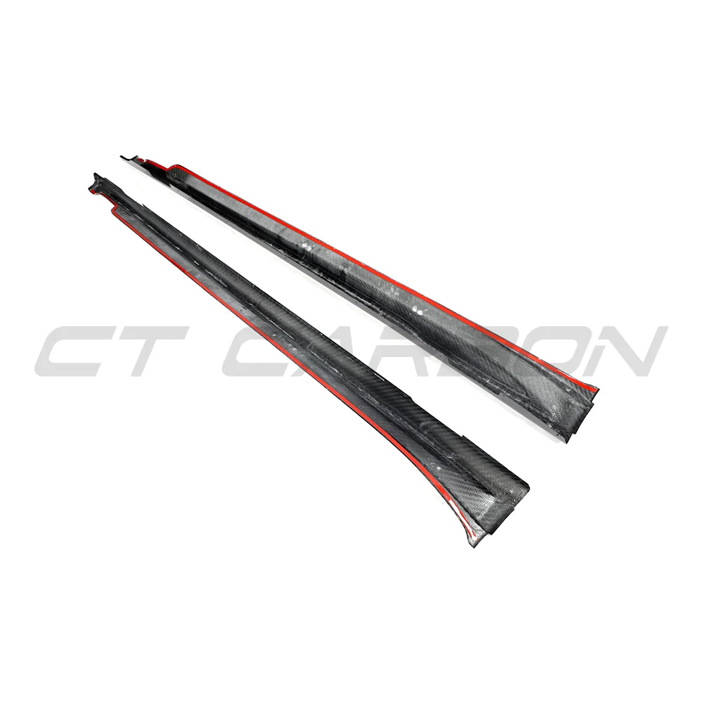 PORSCHE TAYCAN / TAYCAN 4 / TAYCAN 4S / TAYCAN GTS 2019+ CARBON FIBRE SIDE SKIRTS-Side Skirts-CT CARBON-CT Carbon - High-quality carbon fiber and gloss black aerodynamic parts for premium sports and luxury vehicles.