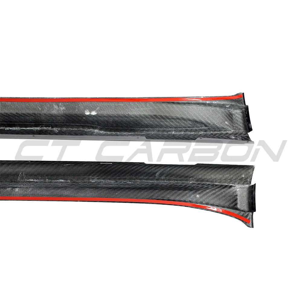 PORSCHE TAYCAN / TAYCAN 4 / TAYCAN 4S / TAYCAN GTS 2019+ CARBON FIBRE SIDE SKIRTS-Side Skirts-CT CARBON-CT Carbon - High-quality carbon fiber and gloss black aerodynamic parts for premium sports and luxury vehicles.