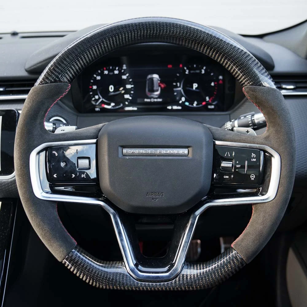 RANGE ROVER VELAR/EVOQUE/DISCOVERY SPORT 2021+ CARBON FIBRE / ALCANTARA CUSTOM STEERING WHEEL