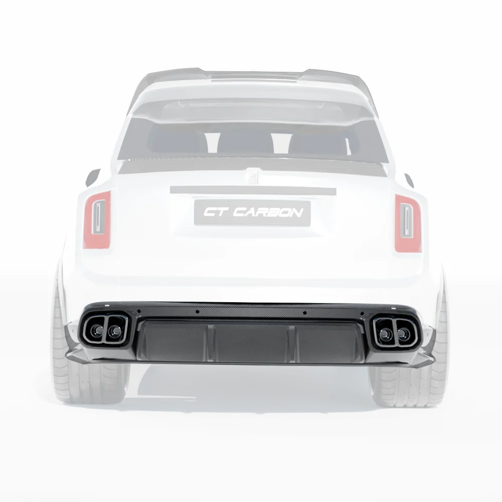 ROLLS ROYCE CULLINAN CARBON FIBRE DIFFUSER AND TIPS - CT DESIGN-Splitter-CT Carbon-CT Carbon - High-quality carbon fiber and gloss black aerodynamic parts for premium sports and luxury vehicles.