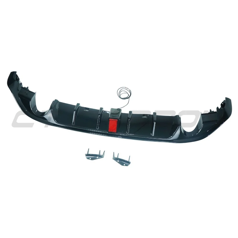 VOLKSWAGEN GOLF GTI/GTD MK7.5 2017-2020 GLOSS BLACK DIFFUSER WITH LED LIGHT-Diffuser-BLAK BY CT-CT Carbon - High-quality carbon fiber and gloss black aerodynamic parts for premium sports and luxury vehicles.