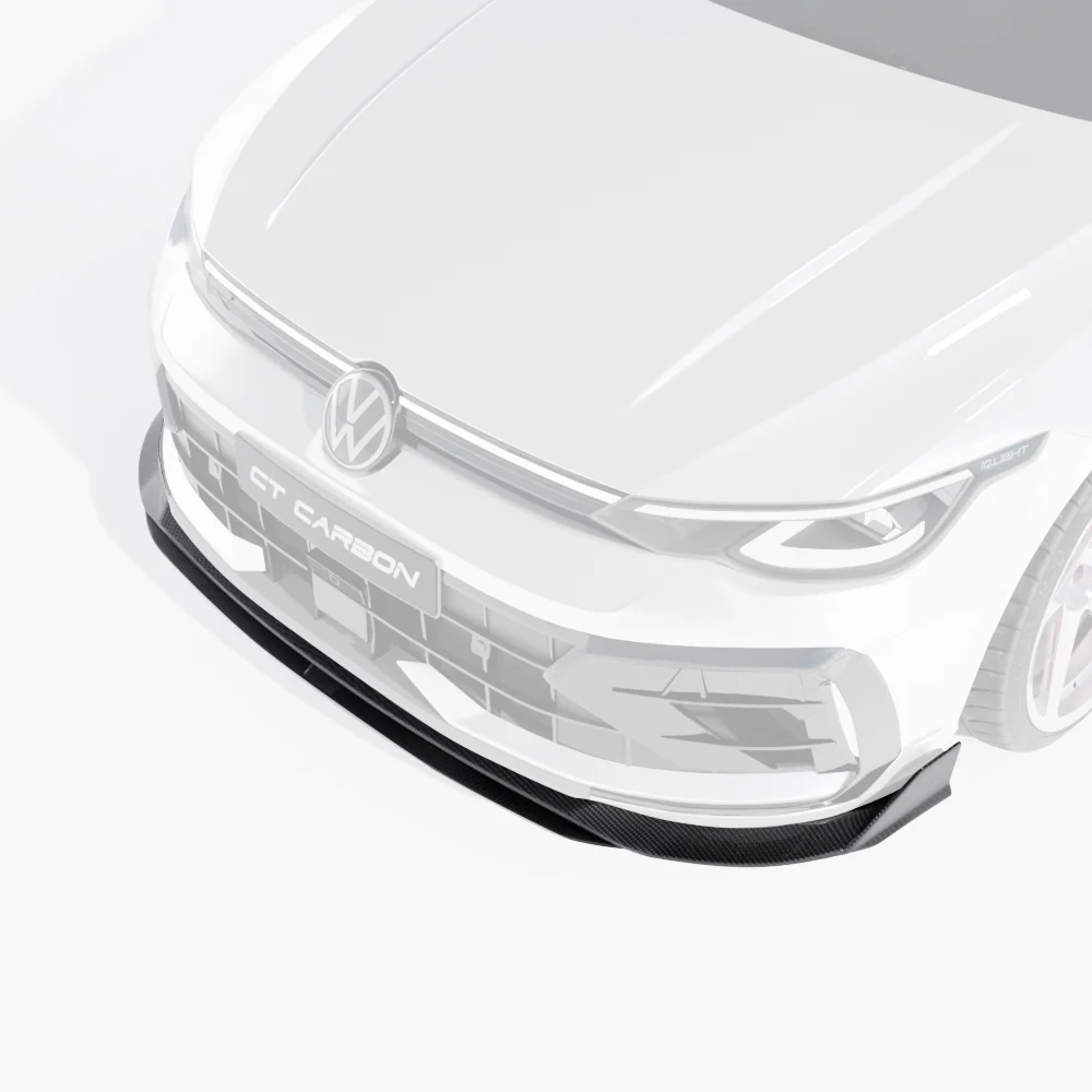 VW GOLF MK8.5 R CARBON FIBRE SPLITTER - CT DESIGN-Splitter-CT CARBON-CT Carbon - High-quality carbon fiber and gloss black aerodynamic parts for premium sports and luxury vehicles.